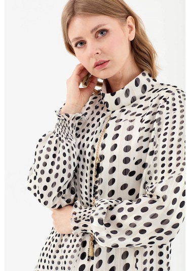 Emprime Puan Desenli Tunik Pantolon Takım Siyah-siyah Siyah