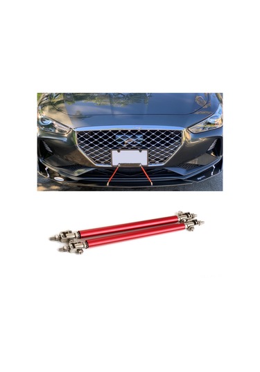 Shineyee Kırmızı Karbon Fiber & Paslanmaz Çelik Genişletilebilir Ön Spoiler Geliştirici Çubuğu, Açısına Uygun Montaj, 100mm, Çift Paket