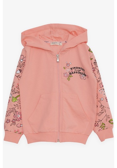 Breeze Kız Çocuk Hırka Çiçek Baskılı 1-4 Yaş, Somon