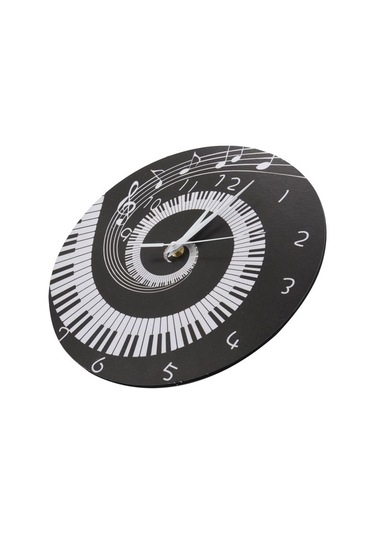 Goldenqian 2x Zarif Piyano Tuşu Saat Müzik Notaları Dalga Yuvarlak Modern Duvar Saati Siyah + Beyaz Akrilik Olmadan 6lbqrj Beyaz