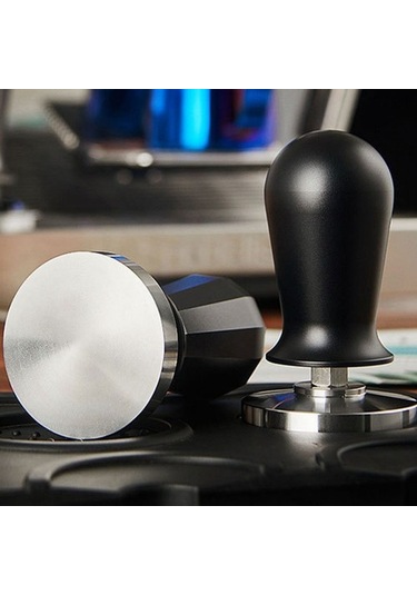 Metabagua 58mm Espresso Kahve Sabotaj Paslanmaz Çelik Düz Taban Kahve Tozu Pres Çekiç Sabit Yay Basıncı İle B Q5a5wz Siyah