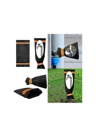 Dianziye Kışlık Dışarıdaki Muslukların Donmasını Engelleme Kılıfı - Oxford Kumaş, Yansıtıcı Siyah, 26x64 Cm, Isı Yalıtımı Sağlar