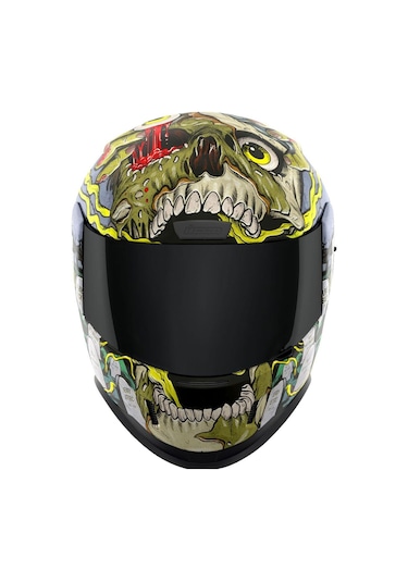 Icon Airform Dead Serious Mıps Kapalı Motosiklet Kaskı Siyah Gri Yeşil Siyah - Gri