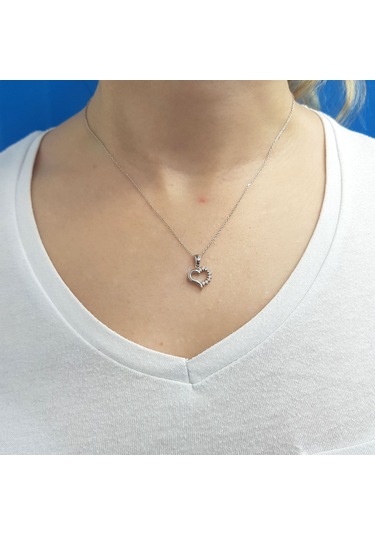 Lova Pırlanta Taşlı Kalp Kolye - 2040140