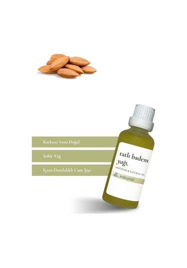 Sabunal Tatlı Badem Yağı 50 ML - Cilt ve Saç Uyumlu Nemlendirici Yağ