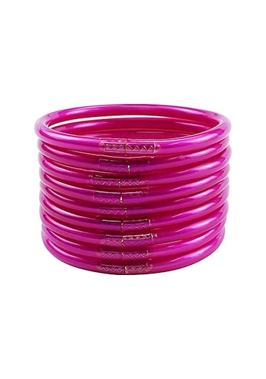 Samdoo 2023 Gümüşlü Pvc Silikon Bilezikler - Zarfımsı Tasarım, Dayanıklı, Unik Aksesuar - 9'lu Set Altın Rengi Diğer