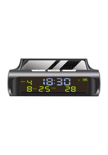 Ximistore9 Araç Güneş Enerjili Saat - Zaman, Tarih, Sıcaklık Ölçer - 3 Seviye Parlaklık Ayarlı - Usb Ve Güneş Şarjlı - Kolay Kurulum C01