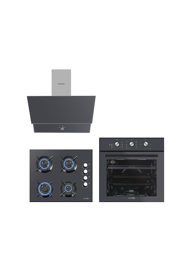 Kumtel B66-S2 MT - KO-40TAHDF - DA6-830 Dizayn Antrasit Cam Ankastre Set