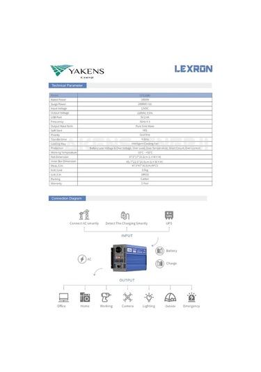 Lexron 1000 Watt 12v Ups Şebeke Şarjlı Tam Sinüs İnverter Lexron
