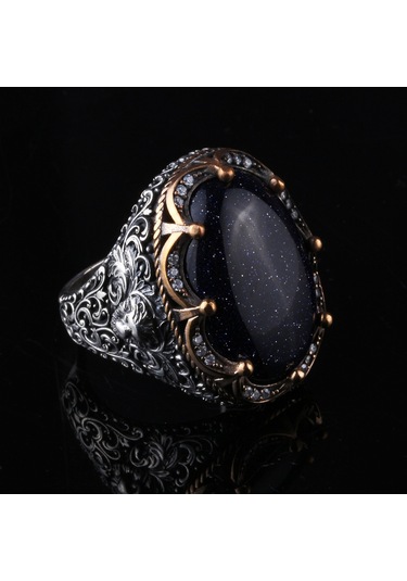 Fkgümüş 925 Ayar Gümüş Yıldız Taşlı El İşçiliği Erkek Yüzük Silver