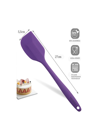 2li Mor Silikon Kaşık Spatula Yanmaz Yapışmaz Çizmez 27cm