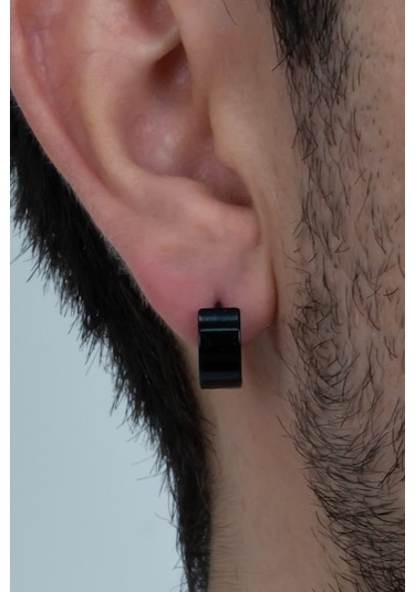 Kalın 6 MM Düz Unisex Erkek Bayan Çelik Küpe Çifti 2 Renk Mse9