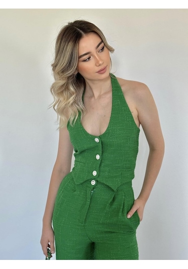 Sensuelle Yeşil Yelek Ve Pantolon Takım Yeşil
