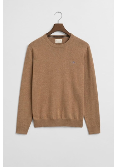 Gant Erkek Regular Fit Bisiklet Yaka Kazak - Bej-10614 Dk Sand Melange