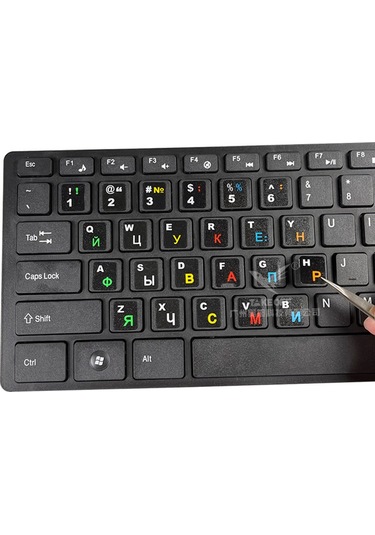 Teltree Siyah Taban Beyaz Turuncu Harfli Rusça Klavye Sticker, Mat Yuzey, Dayanıklı, Kullanımı Kolay Klavye Koruyucu Film