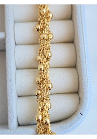 Top Zincir Model Örme Çelik Zincir Uzun Konsept Altın Kaplama Gold Renk Kolye