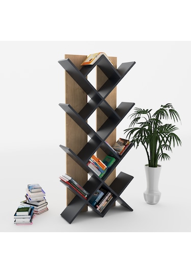 Lagomood Rahle Kitaplık Antrasit Meşe