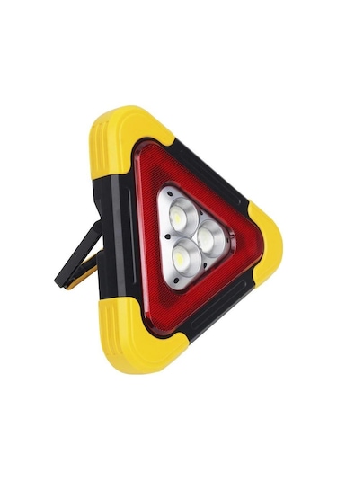 electroon HB-7709 Solar Şarjlı Üçgen Reflektör Işıklı İkaz Lambası Siyah