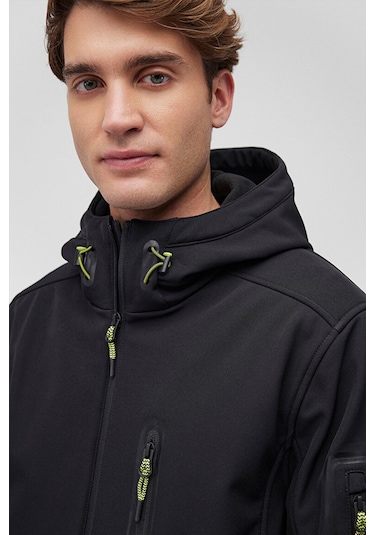 Erkek Kapüşonlu Scuba Ceket - Siyah Siyah