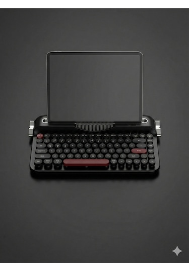 Ravelia Retro Kablosuz Klavye Bluetooth + 2.4g Çoklu Cihaz Yuvalı Pembe Siyah