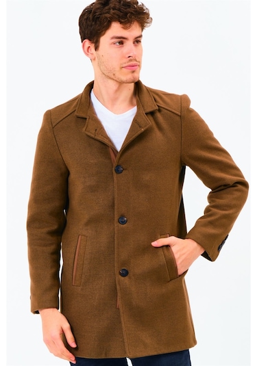 Plt8327 Dewberry Erkek Palto-Koyu Camel-Koyu Camel