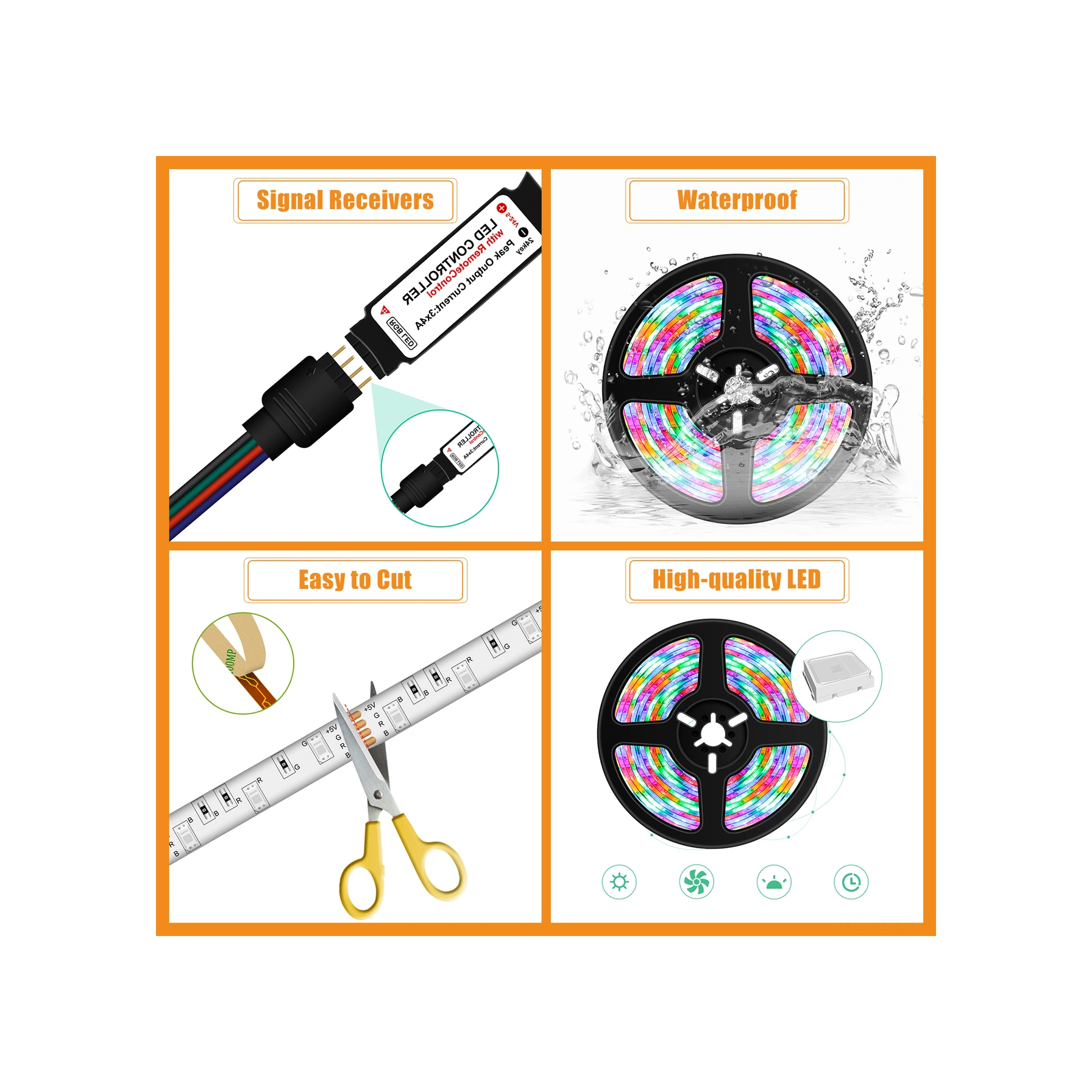 Konesam 1 Metre Rgb Işık Şeridi, 16 Renkli Kumanda Kontrollü, Su Geçirmez Led Neon, Ev Ve Dış Mekan Dekorasyonu, Usb Beslemeli