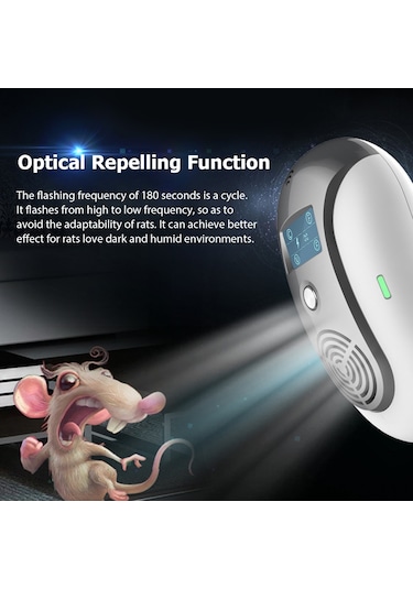 Geeksen Yeşil Evcil Hayvan Ve Haşere Kovucu Cihazı - Ultrasonik Ve Işıklı Teknolojiyle, Değişken/sabit Frekans, Avrupa Standartı