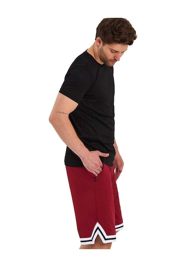 Adams Erkek Polyester Beyaz Şeritli Basketbol Şort 001