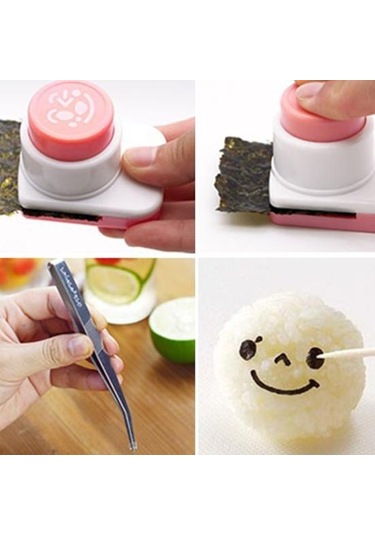 Dıy Gülümseyen Pirinç Topları Yüz Laver Yosun Kalıp Suşi Onigiri Kabartma Cihazı