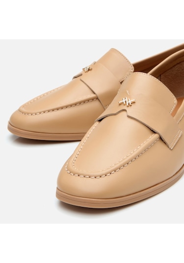 Hotiç Kadın Deri Bej Logo Detaylı Loafer 01ayh303980a330 Naturel-nude Nude