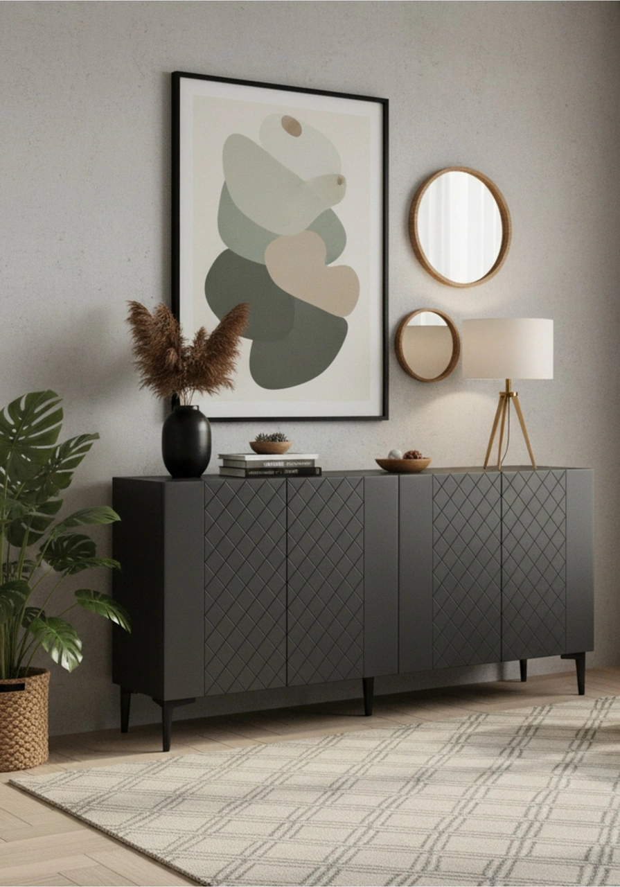 Ka1512a Resso150 Konsol, Kahve Köşesi, Tv Sehpası Antrasit 150cm Gri