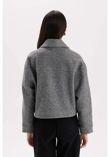DeFacto Su İtici Regular Kalıp Polo Yaka Fermuarlı Cepli Kısa Kaşe Ceket C0935AX25SPGR503 Gri DeFacto Su İtici Regular Kalıp Polo Yaka Fermuarlı Cepli Kısa Kaşe Ceket C0935AX25SPGR503 Gri