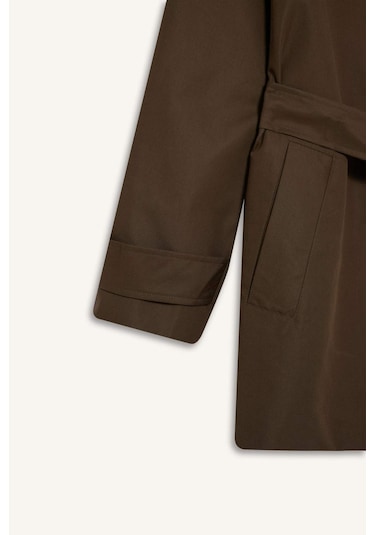 Defacto Regular Fit Kapüşonlu Kemerli Trençkot E8582ax25aukh402 Haki