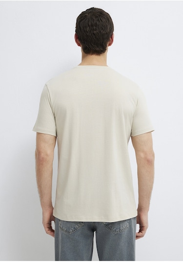 Mavi - Bej Basic Tişört 065574-70144 Bej