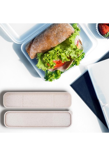 Mufunye Seyahat Çatal Bıçak Saklama Kutusu - Taşınabilir Besteçlik Malzemeleri Depolama Kutu Bej