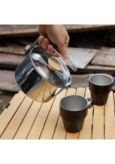 1l Paslanmaz Çelik Su Isıtıcısı, Kapak Ve Çıkarılabilir Saplı Kamp Çayı Tenceresi, Openfire Kamp Tenceresi İçin Tencere Sobası Pişirme, Piknik Yürüyüşü İçin Altın