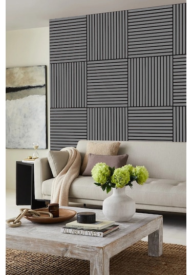 Winflex Mini Eko Akustik Ahşap Panel Antrasit Gri - 60x60cm