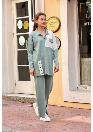 Kuş Gözü Triko Takım Mint Mint