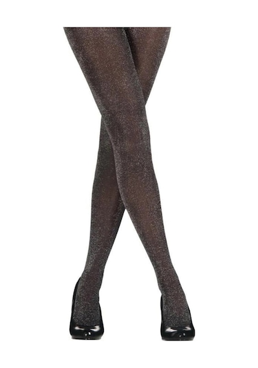 Kadın Düz Simli Siyah Külotlu Çorap Çok Renkli