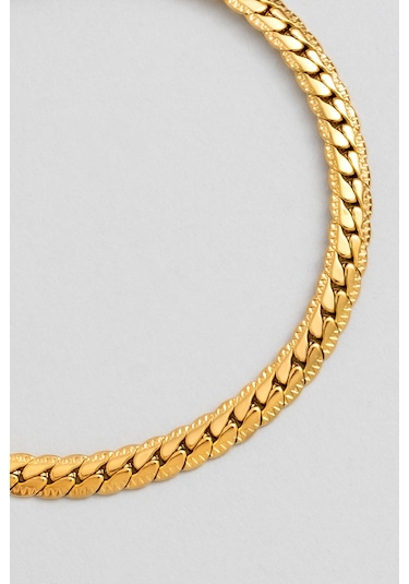 So Chic Örgü Model Sarı Kaplama Çelik Erkek Bileklik Sarı