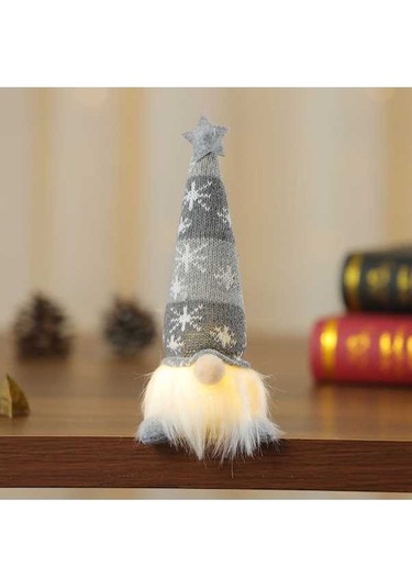 Novahub Yıldız Yeni Tanesi Salıncak Parlayan Oturmuş Oturan Örme Noel Köşeli Kar Işıklı Gri Gri Çizgili Beş Bebek Bacaklar Asılı Jy