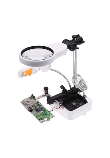 Mg16129dc Ledli Büyüteçli Pcb Bord Onarım Tamir Havya Standı