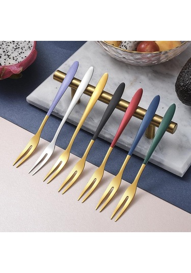 Gümüş 5 Adet Meyve Çatalı Lüks Paslanmaz Çelik Altın Kek Tatlı Çatal Güzel Mini Çatal Kek İçin Kullanılan Parti Salyangoz Çatal Restoran