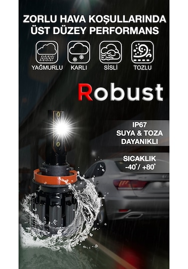 Robust Led Xenon H11 S8 15.000 Lümen 50 Watt Csp 12v-24v Uyumlu