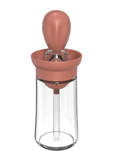 Hfambition Kahve Renkli Silikon Yağ Fırçası Kavanozu, Evde Ve Bahçede Pişirme İçin, 18cm, Ev Fırçası Ve Sulama Kabı 2'li Set Çok Renkli