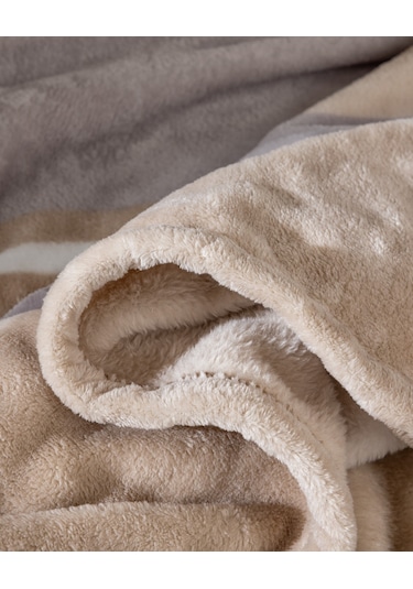 Mozel Çift Kişilik Welsoft Baskılı Battaniye - Bej/gri 8684427292341 Çok Renkli