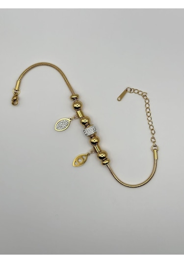 Arnes Jewelry Çelik Zirkon Taşlı Dorikalı Bileklik Ar154nes Gold