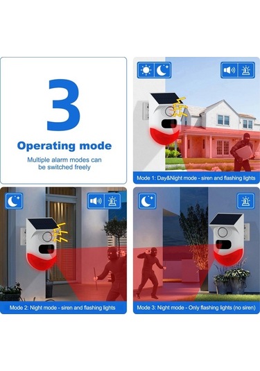 Xianwen Geeroyoo Güneş Enerjili Hareket Sensörlü 120db Alarm, Su