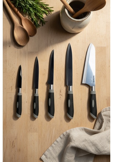 Bernardo Titan 5 Parça Bıçak Seti Gümüş - Siyah