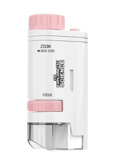 Aubyhe Çocuklar İçin El Tipi Mikroskop - 60-200x Büyütme, Led Işık Ve Göz Koruma Özellikli, Taşınabilir Fen Oyuncak Pembe